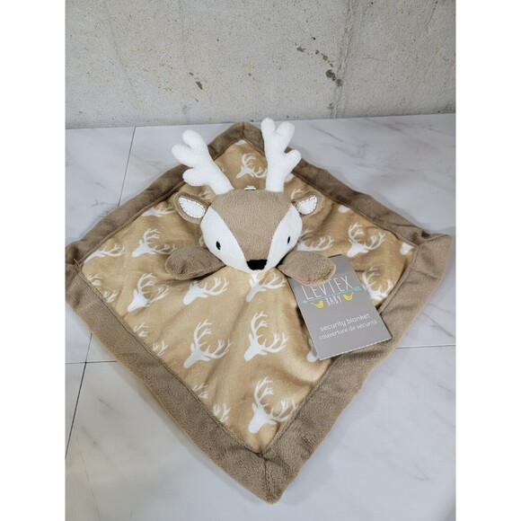 11" Levtex Baby Deer Lovey Plush Security Blanket Buck Antlers‎ Reindeer Brown - Picture 2 of 8